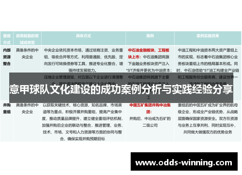 意甲球队文化建设的成功案例分析与实践经验分享